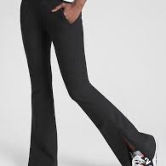 Athleta Black Stellar Flare Stretch Commuter Travel Ankle Zip High Rise 2 Pants - Picture 1 of 8